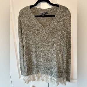Miss Chievous Heather Olive Green Knit Lace Sweater